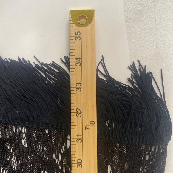 Vintage Dress Womens L Lace Overlay Asymmetrical Fringe Flapper Party Goth - Picture 8 of 10